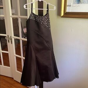 Biscotti Black Embellished Halter Fit and Flare Dress